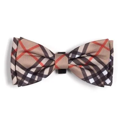 Plaid Tan Bow Tie from The Worthy Dog