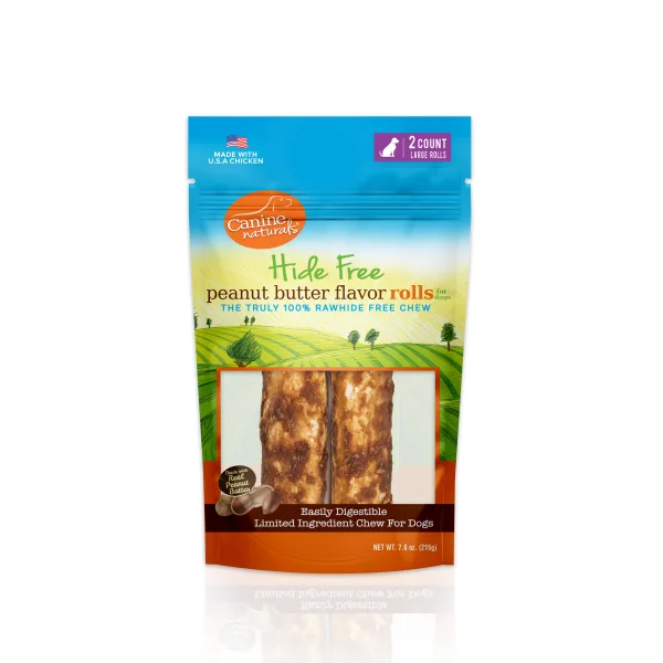 Canine Naturals Hide-Free Peanut Butter Rolls - 7" 2pk