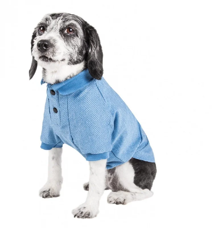 Pet Life Active Relax Stretch Fur Flexed Blue Polo T-Shirt