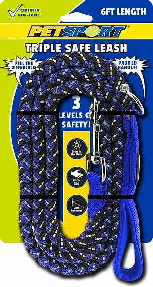 Petsport Triple Safe 6ft Leash - Blue