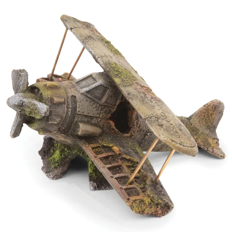 Kazoo Crashed Biplane Small Fish Tank Ornament