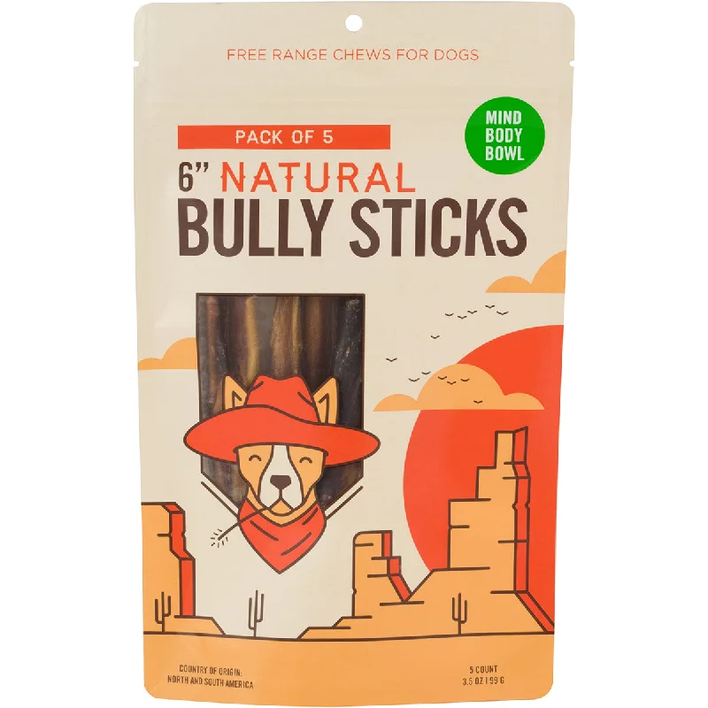 MIND BODY BOWL 6" Bully Stick (5 pack) Dog Treats