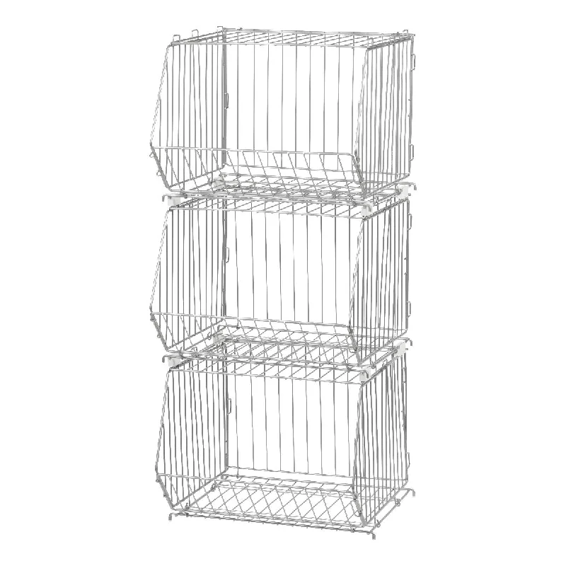 Modular Wire Stacking Storage Basket, Silver