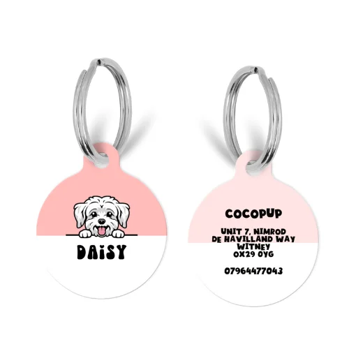 Personalised Dog Cartoon ID Tag - Peach