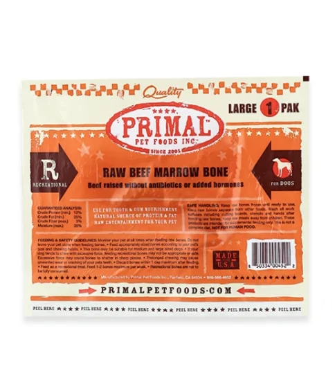 Primal Frozen Raw Beef Marrow Bone Large 1pk