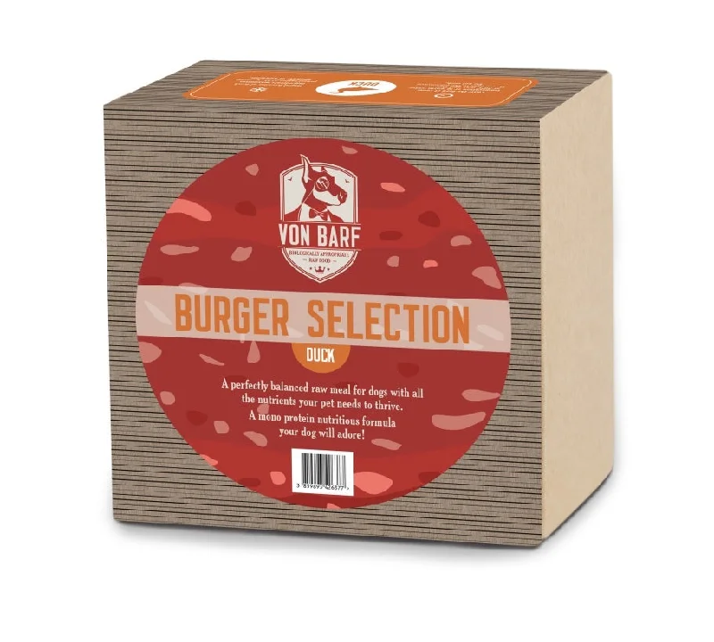 Von BARF Burger Selection, pačetina, sirova zamrznuta hrana za pse, 5x200g